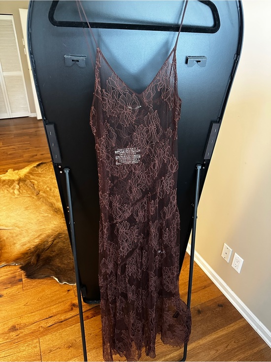 Zara Dresses & Skirts - Zara Floral asymmetric all lace Camisole Dress in Dark Brown